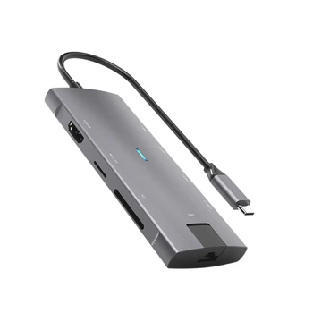 

8 in 1 HUB USB Type-C HDMI Docking Station Adapter USB 3.0 Is Suitable for Laptops and Mobile Phones.