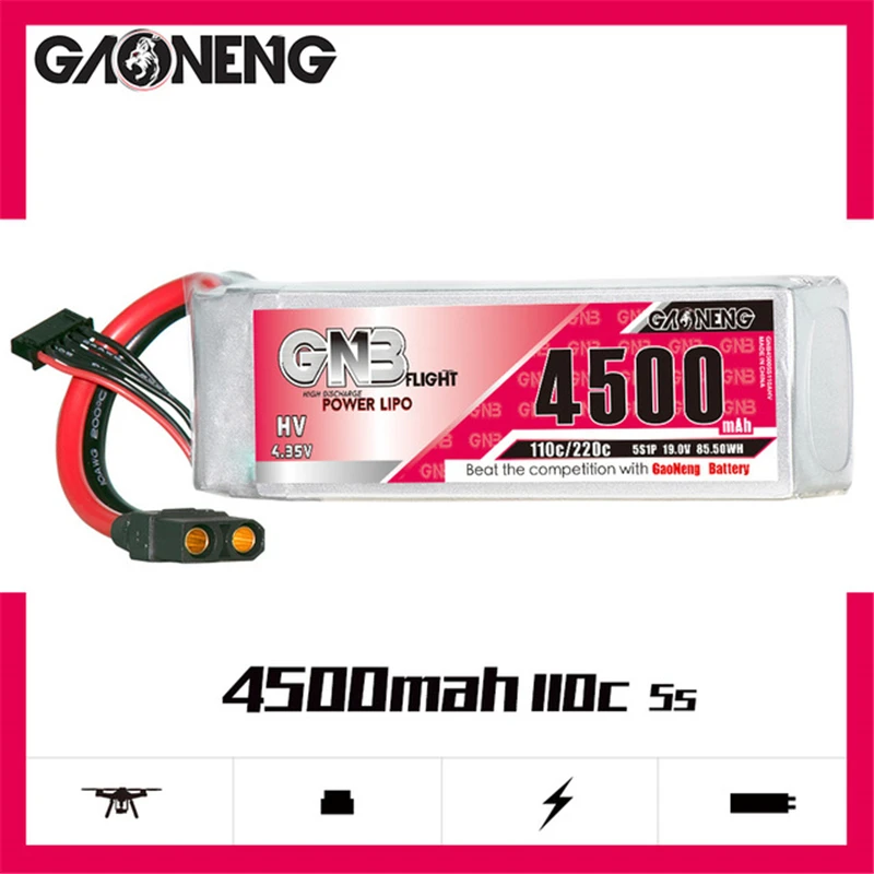 GNB GAONENG 19V 4500mAh 5S 110C MAX 220C LiPo LiHV Аккумулятор для 1:8 1/8 RC Car Four Drive Off-Road Boat for FPV