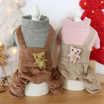 

Fox Corduroy Decor Four-legged Warm Pet Clothing Dog Cotton Warm Padded Manteau Chien Autumn and Winter Clothes for Dogs