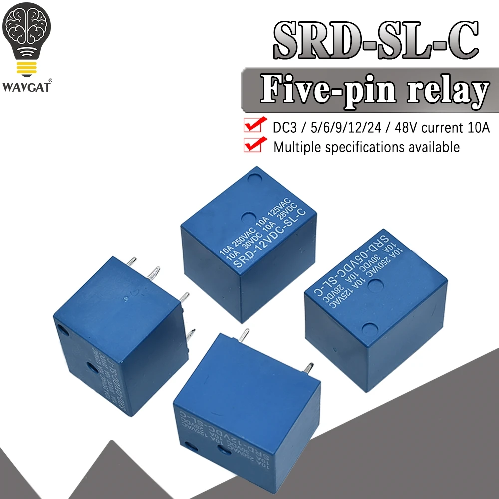 SONGLE Power Relay SRD-12VDC-SL-C SRD-03V 05V 09V 12V 24VDC-SL-A -SL-C 5V DC SRD-05VDC-SL-C 5Pin afbeelding