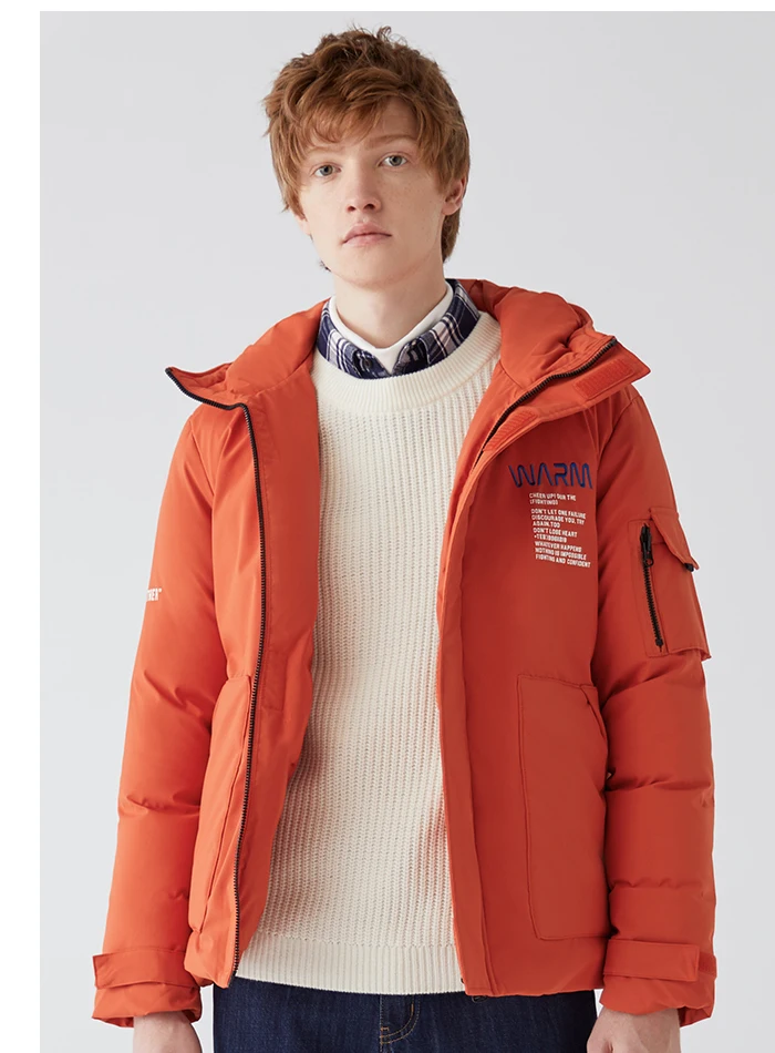 SEMIR, мужской пуховик,, зима, новинка, свободный, с капюшоном, с буквенным принтом, вышитая, теплая куртка, рабочая одежда, ветровка, пальто для мужчин