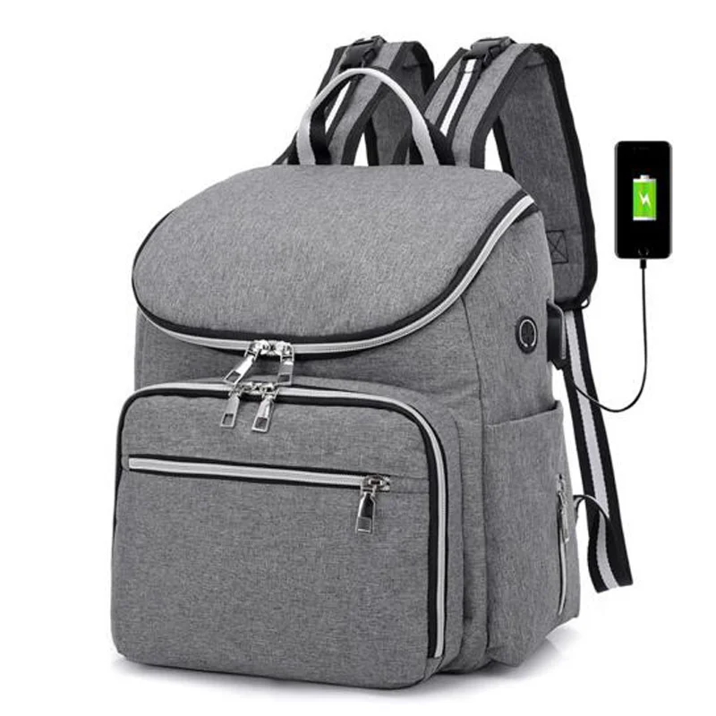 

Backpack Mummy Female USB Charging Large Capacity Splash-proof Canvas Backpack Multi-interval Function Package