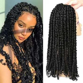 

DAIRESS Pre-twisted Passion Twist Hair Crochet Braids 18" Synthetic Pre-looped Passion Twists Crochet Hair Extension Pre Twisted