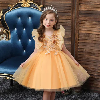 

Girls Dress for Wedding Party Children Princess Lace Pageant Elegant Gown Vintage Flower Kids Dresses for Girls Formal Clothes