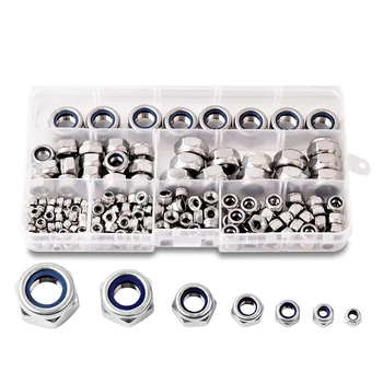 

182Pcs Nylon Lock Nuts Assortment Kit Stainless Steel Locking Nuts Hex Screw Insert Locknut M3 M4 M5 M6 M8 M10 M12