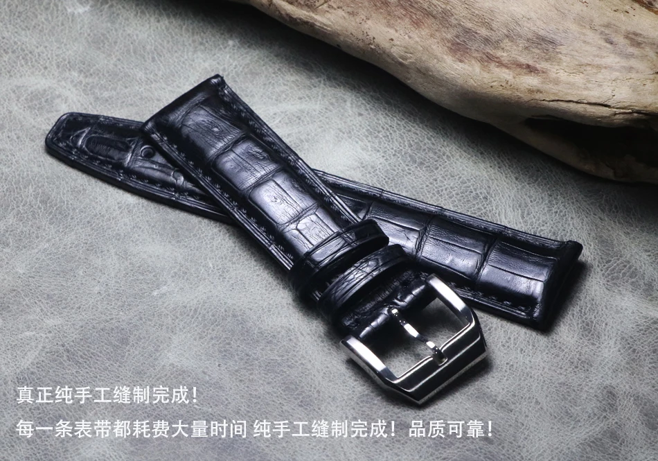 

Black Genuine leather bracelet watch strap Clasp watchband20mm21mm22mm watch band Upscale high quality Crocodile skin Watch belt