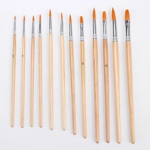 12 шт./компл. нейлоновая ручка для волос с деревянной ручкой Акварельная кисть для рисования, ручка Diy масляная Акриловая картина художественные краски кисти художественные краски инструменты для рисования