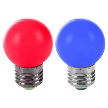 

2Pcs E27 LED Light Warm Red Bulb Plastic Bulb (0.5W Power, Red/Blue)