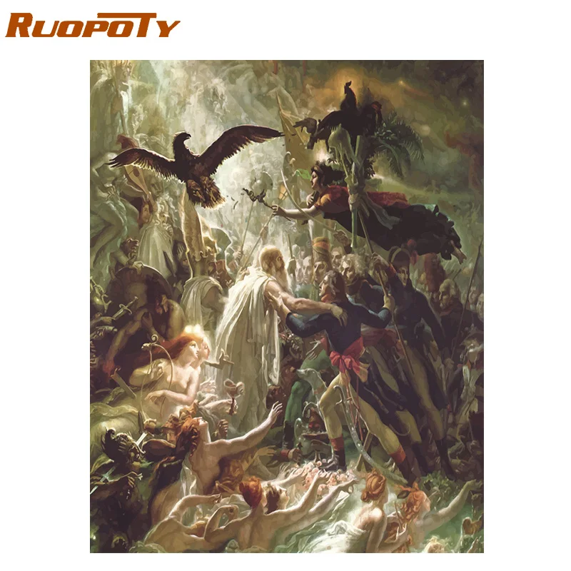Ruopoty рамка Diy Краска ing по номерам Бабочка Животные Современная Настенная живопись холст Рисование акриловая краска по номерам для домашний декор - Цвет: 190820-19