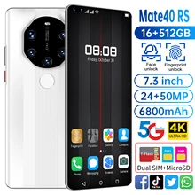 Mate40 RS 7.3inch Smartphones 16G 512G Fast Shipping Global VersionAndroid10 Unlocked 6800mAh Dual SIM 4G 5G Mobile Phone