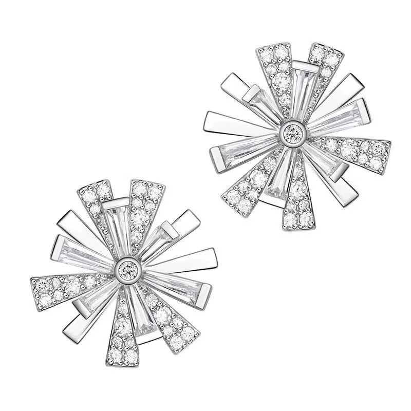 trendy design Multilayer Crystal snow flake earring for cute women big 925 sterling silver snowflake jewelry | Украшения и