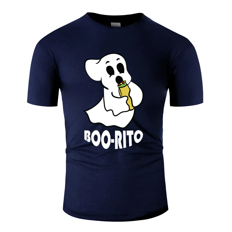 Men-Navy Blue Принт основной Призрак Хэллоуин буррито футболка для мужчин женщин нормальный черный Мужская футболка юмористический хлопок большой размер S~ 5xl хип-хоп - Цвет: Men-Navy Blue