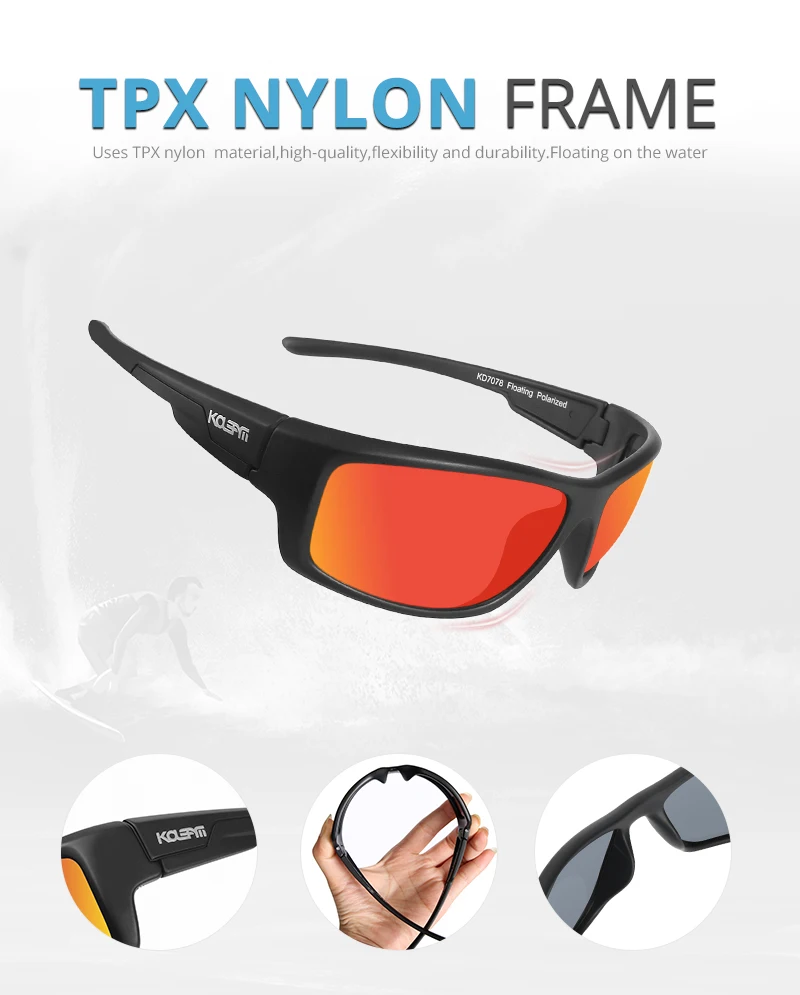 Солнцезащитные очки для плавания гладкие и спортивные KDEAM Роскошные поляризованные мужские очки обертывающиеся оттенки женские UV400 защита KD7078