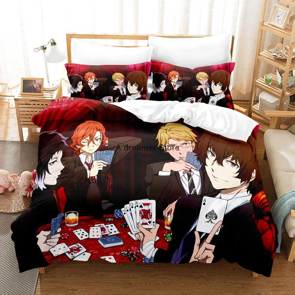 Anime : Bungo Stray Dogs Bedding Set Cartoon Duvet Cover And Pillowcases Queen Full Size Kids Gift Decor Home Bedclothes 2