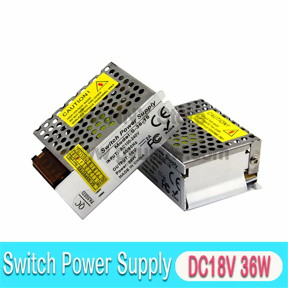 Переменный импульсный источник питания DC18V 2A 36W Трансформатор 100-240V AC к DC 18V SMPS для ретранслятора освещения доступа монитор CCTV