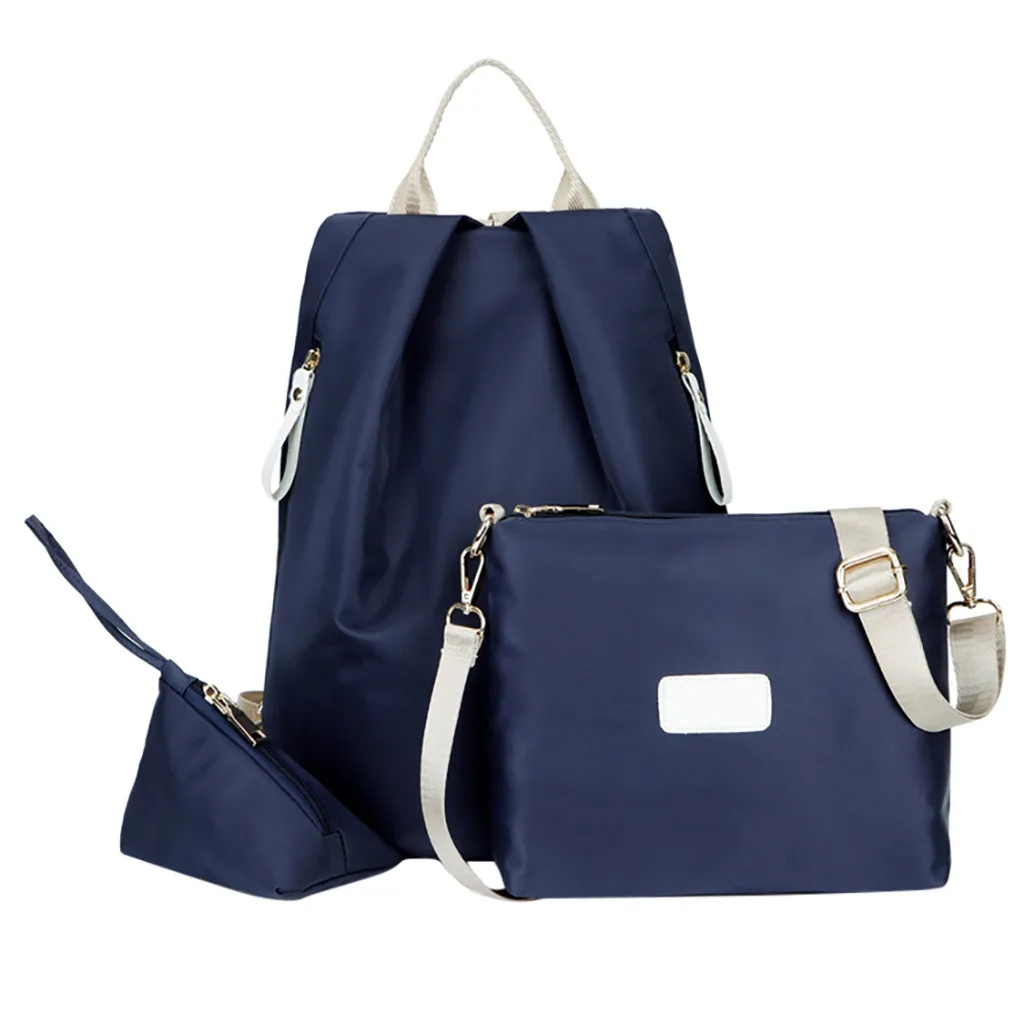 Aelicy рюкзак для женщин, дорожная модная многофункциональная сумка, нейлоновые рюкзаки из трех предметов, одноцветная сумка для матери, студенческие повседневные сумки - Цвет: BU