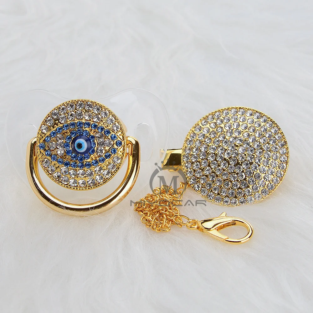 Chupeta e Clipe Certificado do gv Seguro e Exclusivo para o Bebê Miyocar Bling Ouro Prata Evil Eye Chupeta Aeye Design 10 e clipe chupeta AEYE certificado DO GV
