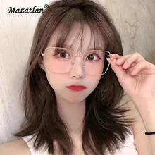 Ультралегкие анти-голубые очки оправа Женские Мужские квадратные металлические очки Женские Ретро прозрачные линзы прозрачные очки