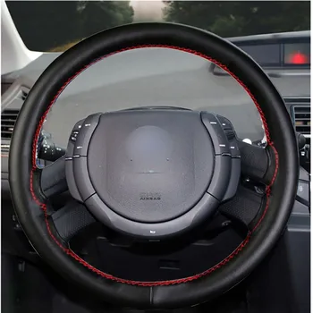 

Black Genuine Leather Hand Hand Sew Car Steering Wheel Cover for CITRO_N C4 Picasso for Citroen C4 Picasso