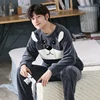 Plus Size 3XL 4XL 5XL 95kg Nightwear Long Sleeve Winter Warm Flannel Pajamas Sets Print Sleepwear Long Pant Male Men Pajama Set ► Photo 3/4