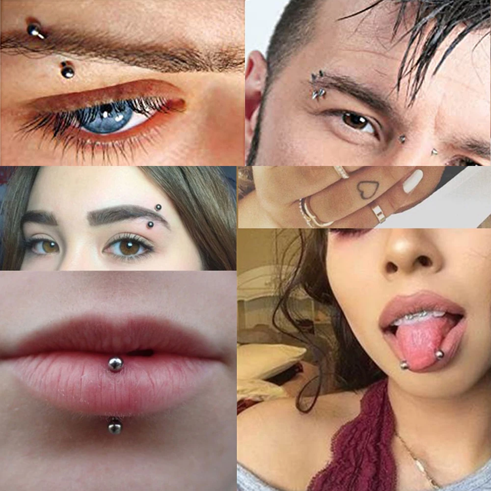 Stainless Steel Goth Nose Ring Nipple Tongue Septum Nose Hoop Piercing Kit Rings Cartilage Earrings Sexy Body Jewelry Punk 5PCS
