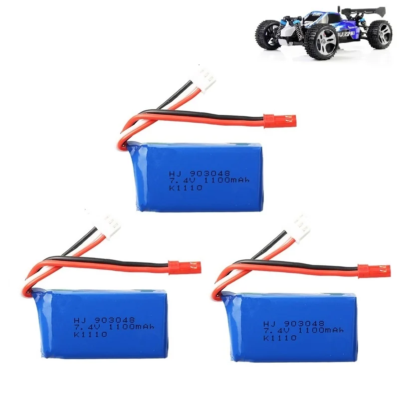 3 шт. литий полимерные аккумуляторы для Wltoys A949 A959 A969 A979 K929 7 4 В 1100 мАч 903048 25c|Детали и