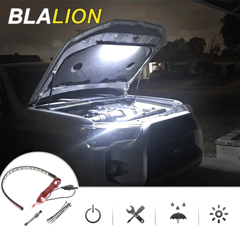 Under Hood Led Light Maintenance Lamp Led Light Strips Automatic Switch ON/OFF Universal for Most Car Waterproof Car Strip Light