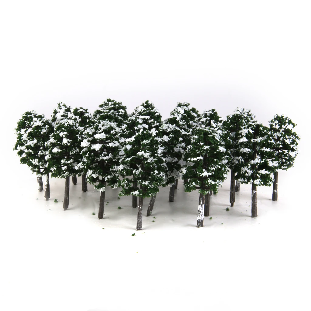 Pack of 20 Model Trees Railroad Snow Scenery 1:150 Deep Green