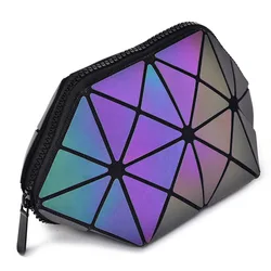 Fashion Makeup Bags Luminous Geometric Ladies Cosmetic Organizer Bag For Girls Travel Pouchs Noctilucent Folding Make Up Bag