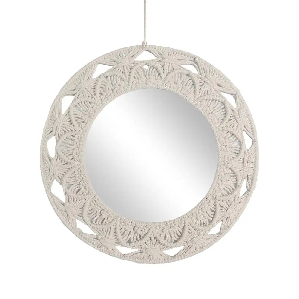 1 предмет бежевое круглый богемский зеркало макраме Hand-Made из хлопчатобумажного каната домашний Настенный декор cтен, зеркал стильные настенные зеркала