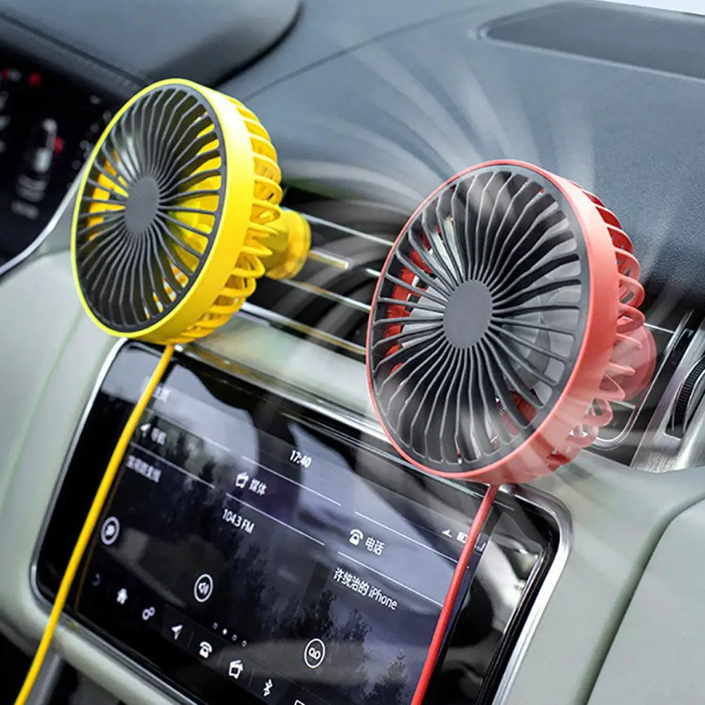 Car Fan 360 Degree Rotatable Cool Colorful LED Lights&USB Power Car Auto Powerful Cooling Air Fan For Air Vent Mounted