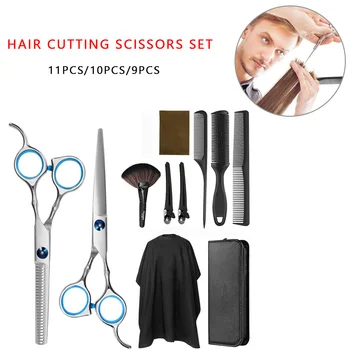

11pcs/10pcs/9pcs Professional Hairdressing Scissors Kit Hair Cutting Scissors Hair Scissors Tail Comb Hair Cape Cutter Comb