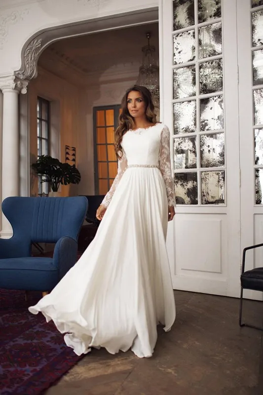 Vestido de novia, пляжные свадебные платья с длинными рукавами, Кружевная аппликация, свадебные платья Boho без спинки, по индивидуальному заказу, Пляжное свадебное платье
