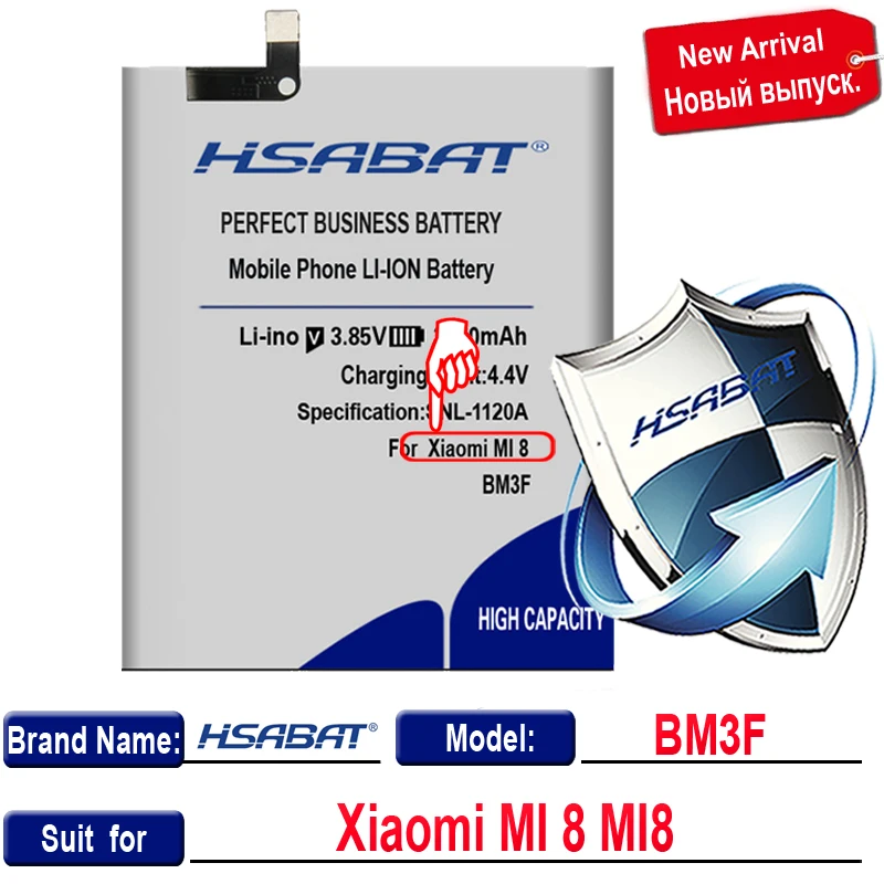 HSABAT 3850mAh BM3F Аккумулятор для Xiao mi 8 mi 8 mi 8 M8 прозрачный выпуск для исследования