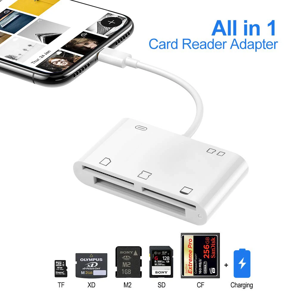 Amatage кард-ридер для камеры i Phone i Pad XD, TF, CF, M2, sd-адаптер, все в 1 кард-ридер для i Phone X/8/6/6s/6 Pl