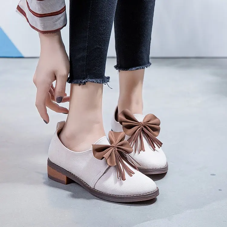 

INS Small Leather Shoes Women's Retro British Style Shoes 2020 New Style Spring Korean-style Versatile Bow WOMEN'S Shoes Fashion