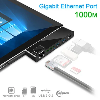 PRO 5 USB mini Dp к HDTV 2USB 3,0 концентратор для Surface pro 4 5 6 - Цвет: PRO 5