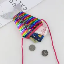 Сумка через плечо с рыбьим хвостом для девочек, Повседневная сумка на плечо с блестками для хранения монет, NIN668