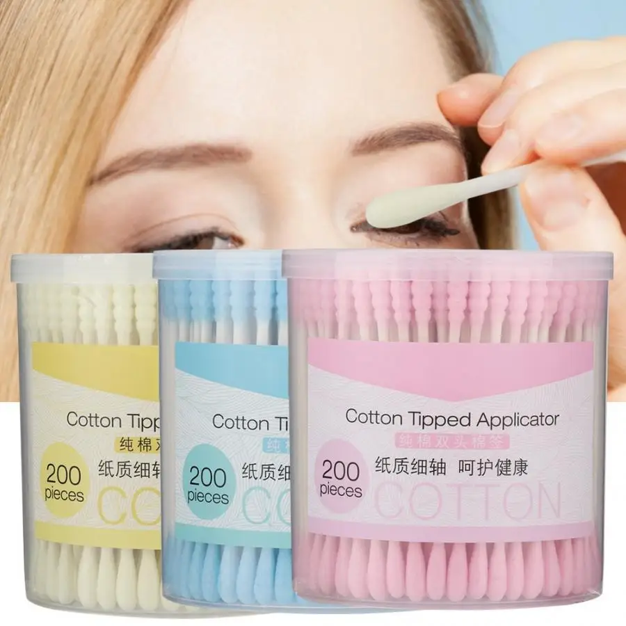 

200pcs Disposable Double End Makeup Removal Cotton Swabs Sticks Skin Care Accessory Microbrush For Eyelash Extensions