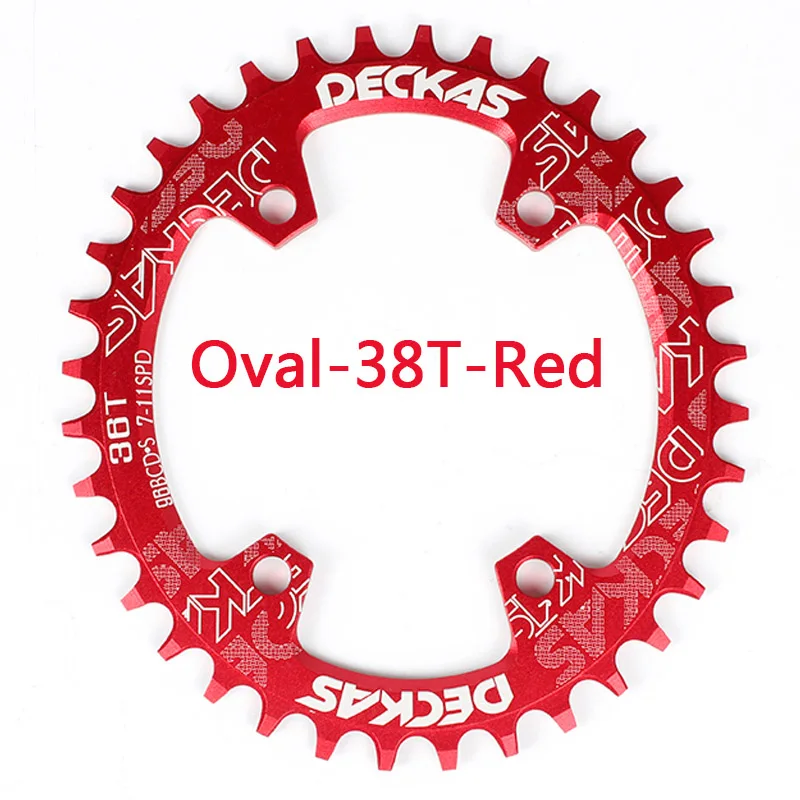 Oval-38T-Red DECKAS 32 T-38 T 104bcd MTB велосипедная цепь узкий широкий Овальный шатун Болты для велосипеда - Цвет: Oval-38T-Red