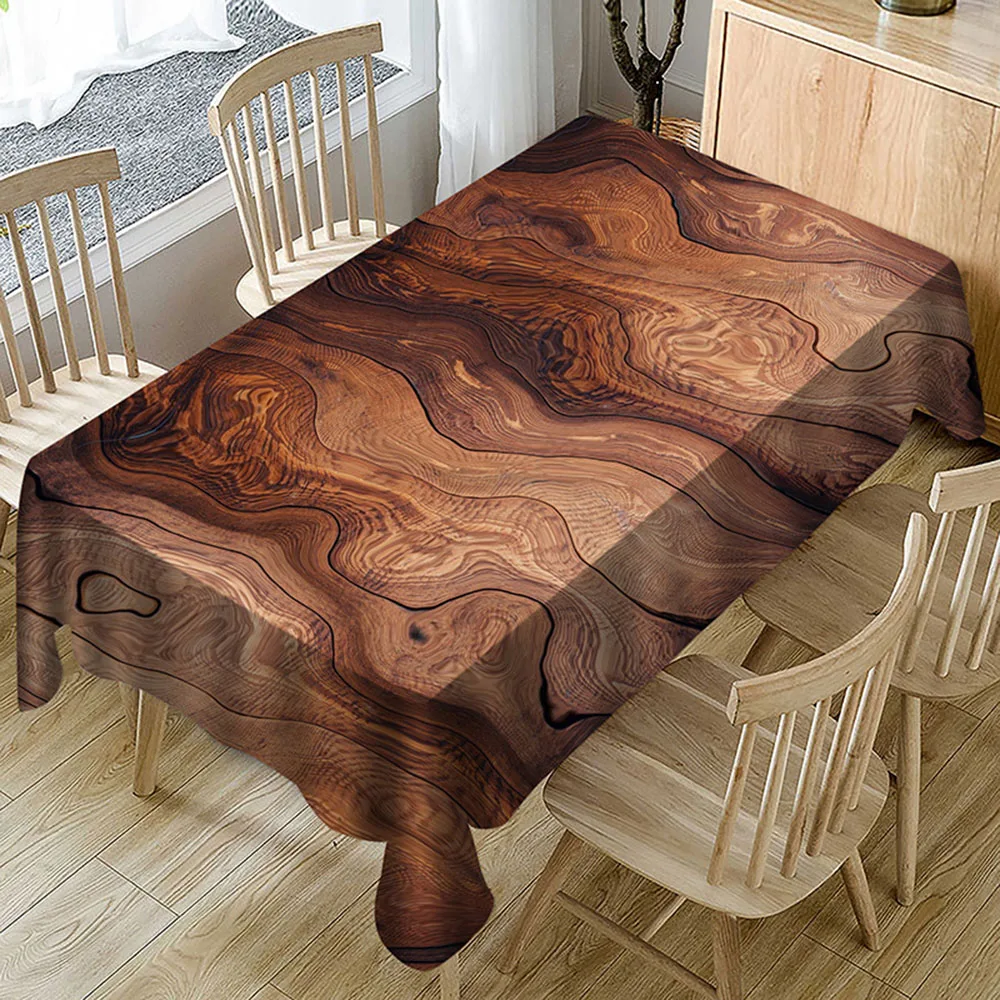  Retro Bionic Tablecloth Wood Grain Polyester Tablecloth Rectangular Table Cover Wallpaper Backgroun