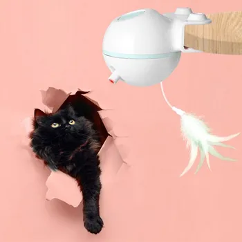 

Electric Kitten Playing Ball Toy Teaser Cat Wand Feather USB Pet Cat (removable) Automatic Pet Cat Teaser Toy