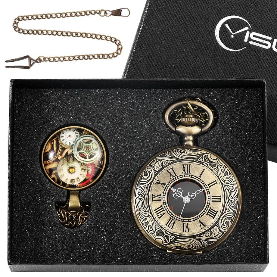 Necklace Gifts Set Box Pocket Watch Gift Set Pocket Fob Watches