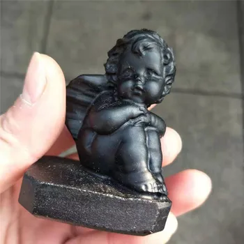 

1pc Natural angels crystal carvings character statue crafts obsidian quartz crystal relief sculpture for gift