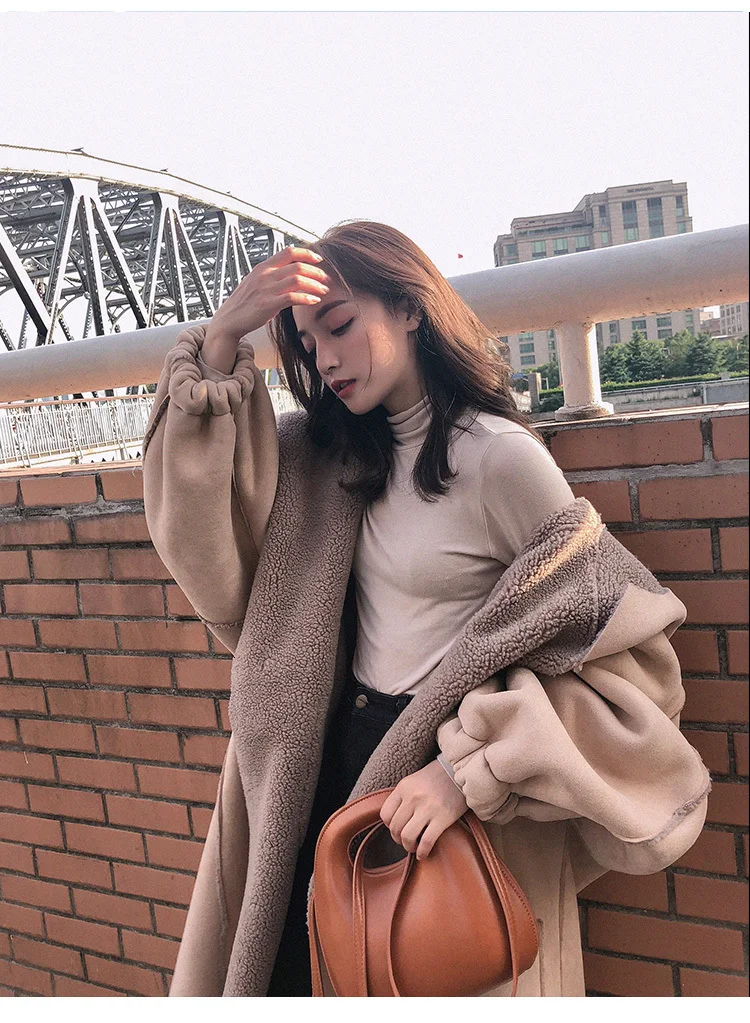 SHENGPALAE, новинка, модное зимнее пальто для женщин, длинное, однотонное, с роговыми пряжками, с капюшоном, с воротником, замшевое, свободное, повседневное, стильное пальто для женщин A110