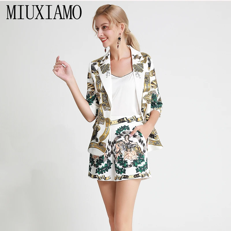 

MIUXIMAO Top Quality Fall Winter two piece set 2019 Runway Designer Blazer Jacket+Pants Women's Overcoat Suit vestidos Jumpsuit