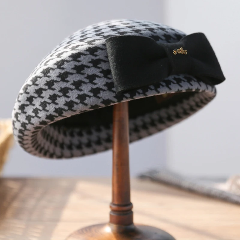 Light Camel 57cm Sedancasesa Беретная шапка женская шляпа британская французская леди Cap Bow Boina Feminino австралийские шерстяные фетровые шляпы для девочек Береты - Цвет: Light Camel 57cm