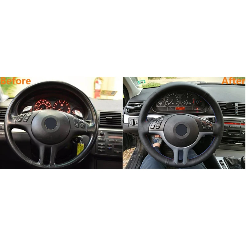 Mewant для BMW E53 X5 E39 E46 325i черный кожаный чехол рулевого колеса автомобиля аксессуары