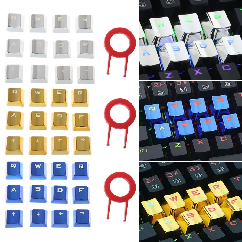 

Metal Coating PBT DIY 12 Keycaps for Mechanical Keyboard with keycap puller