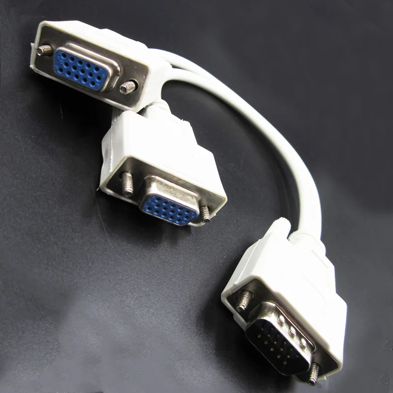 VGA один штекер на два женский Расширенный aux кабель для проектора VGA hdmi кабель разветвитель белый